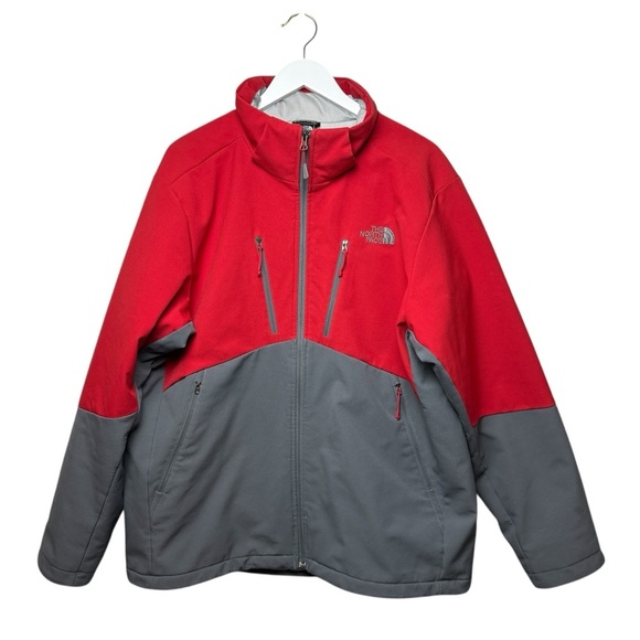 THE NORTH FACE Soft Shell Jacket Men's XL Red Gray NO Hood Primaloft Ski Outdoor - Picture 1 of 13